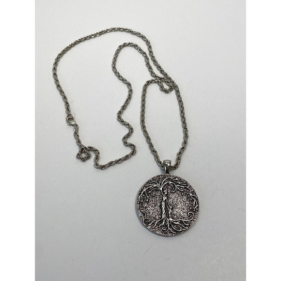 Necklace Tree of Life Mother Child Silver Tone Whimsical - Picture 5 of 5